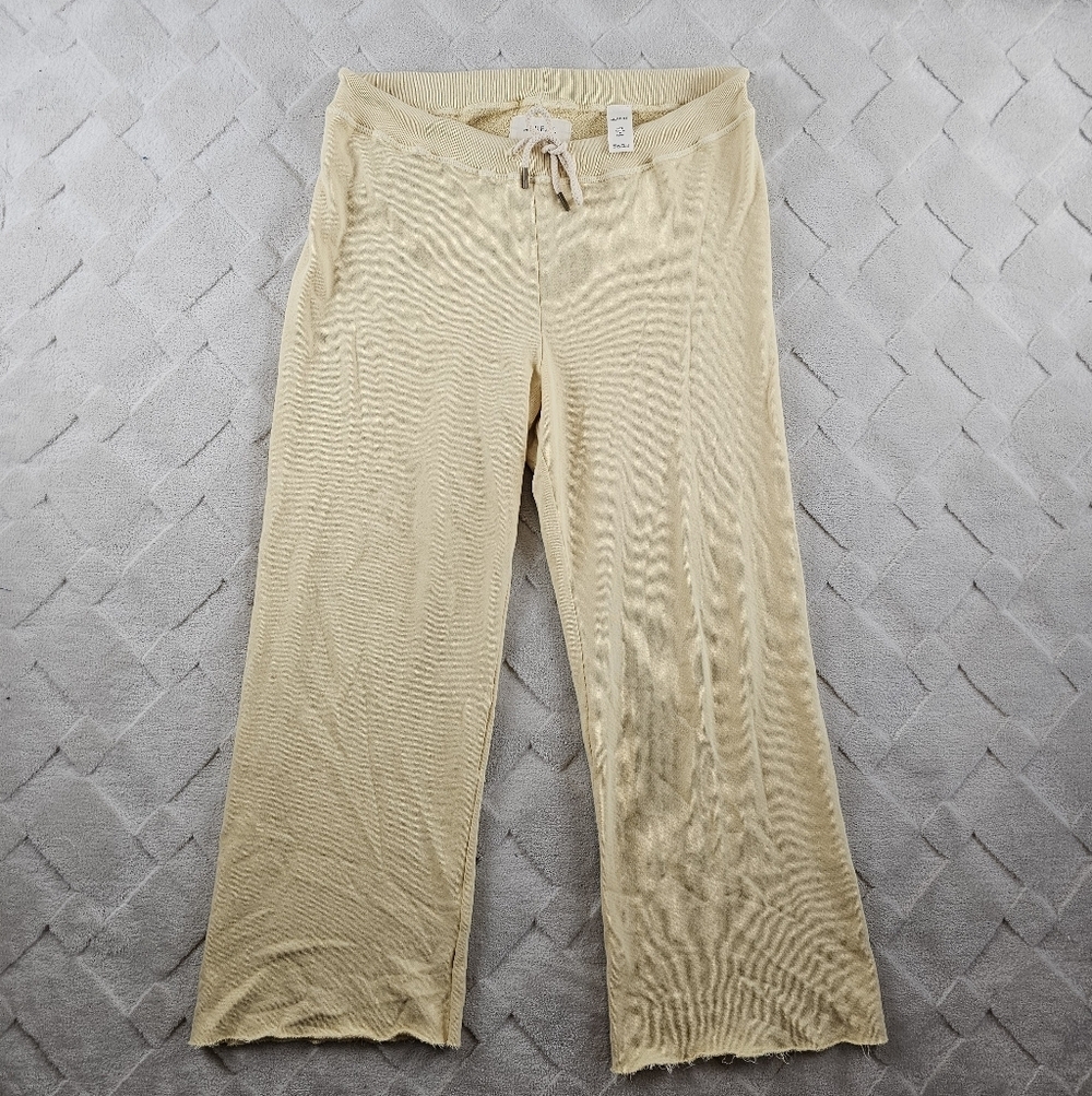 THE GREAT. Wide-Leg Pant Womens 8 French Terry Yellow Loungewear Casual Stretch